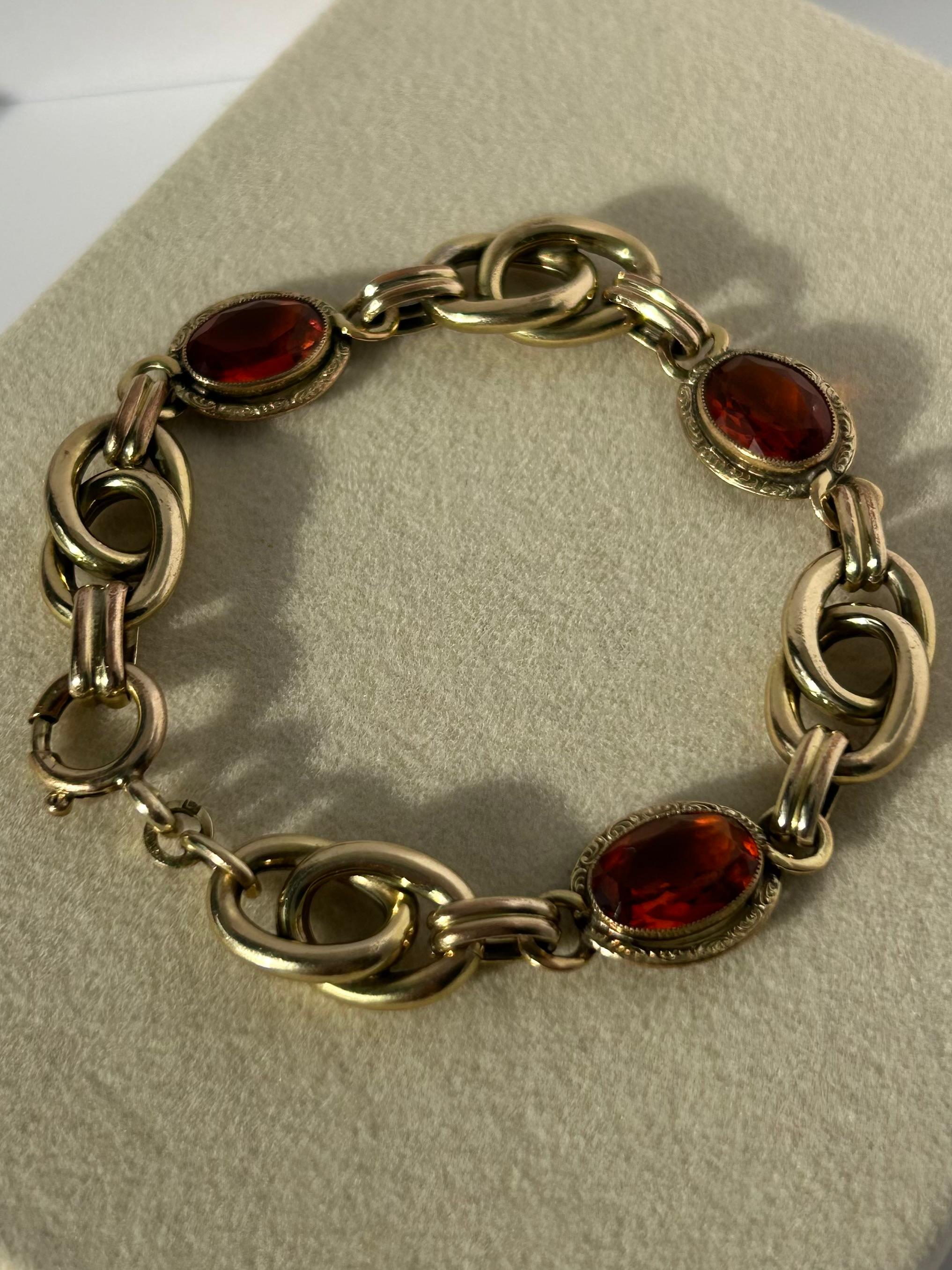Early 20th Century Gold Doublé Glass Stone Bracelet
