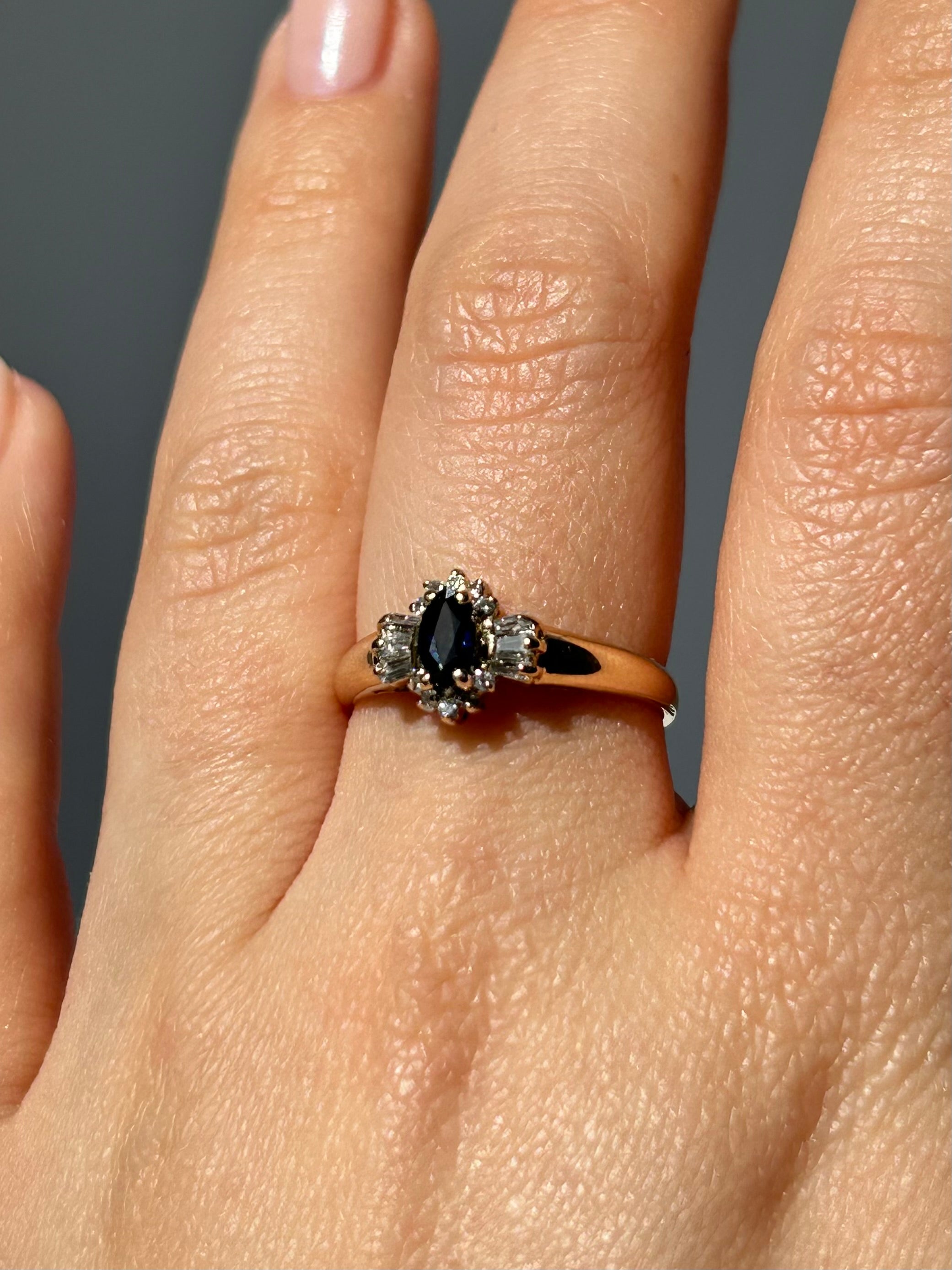 Vintage Sapphire & Diamond Ring in 14k Gold