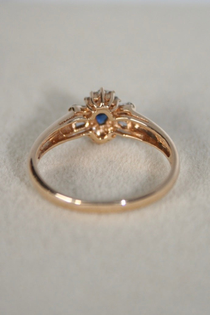Vintage Sapphire & Diamond Ring in 14k Gold