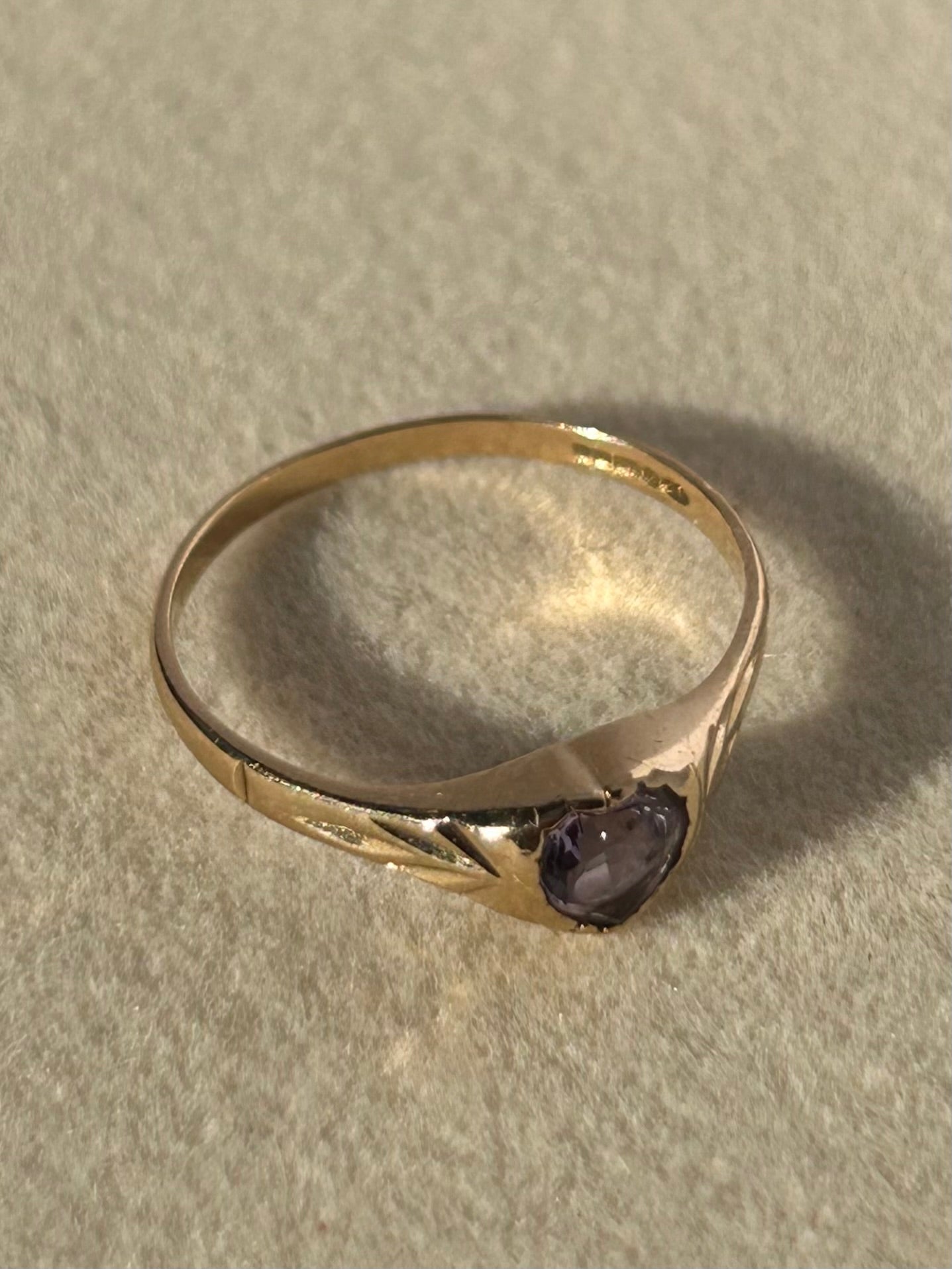 Whymsical Heart-Shaped 8K Golden Amethyst Ring