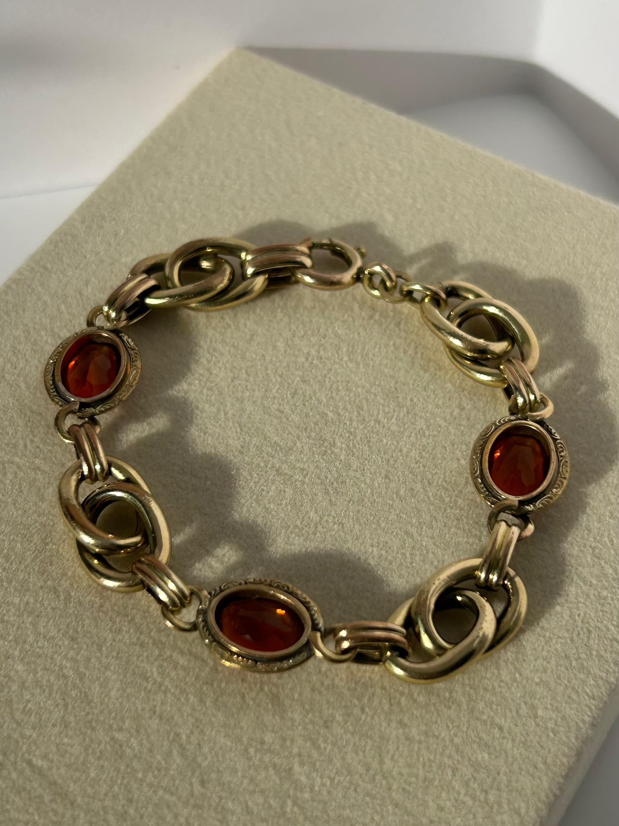 Pulsera de oro con doble piedra de cristal de principios del siglo XX