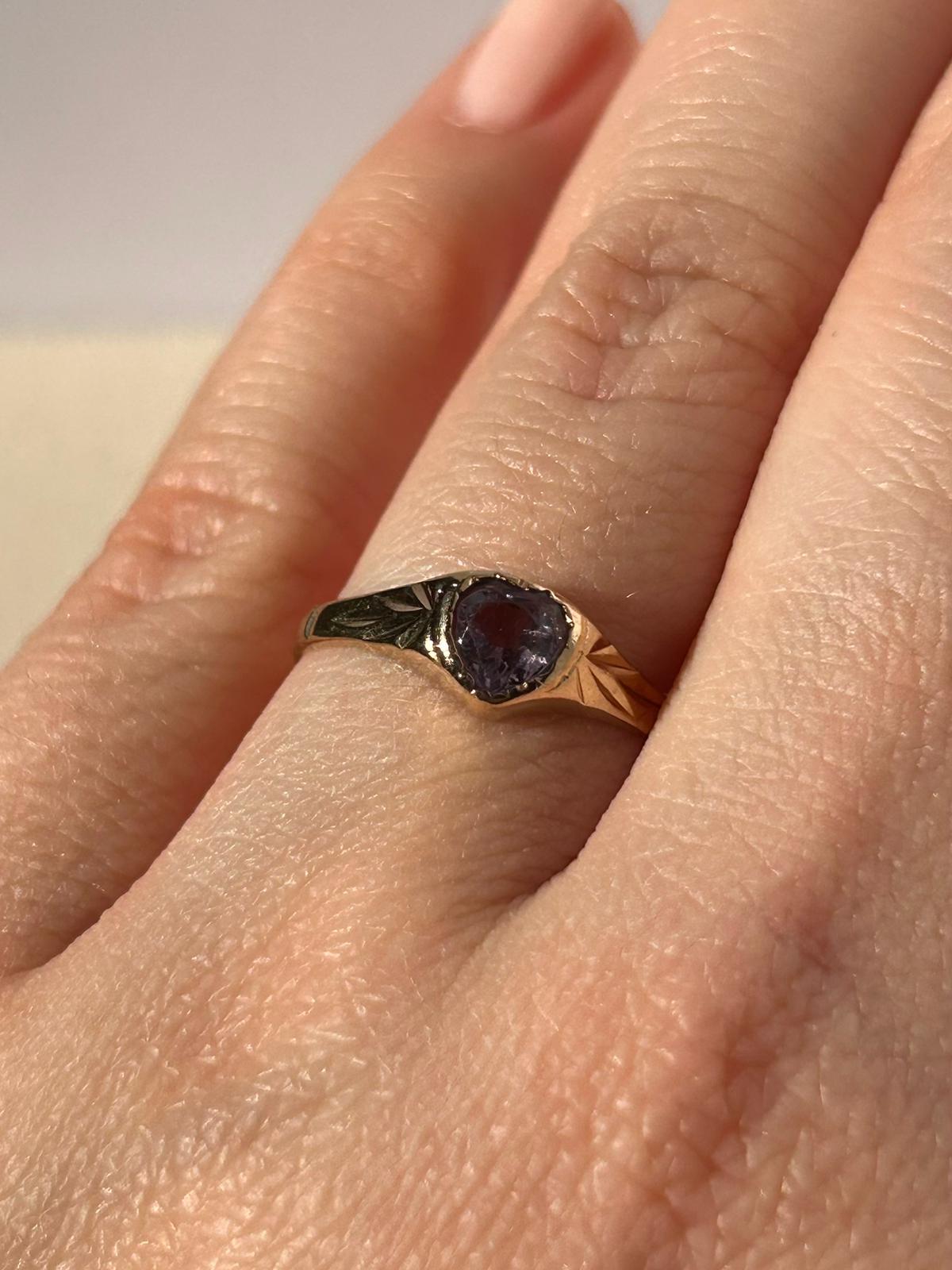Whymsical Heart-Shaped 8K Golden Amethyst Ring